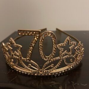 Gold 70th Birthday Tiara and Sash.